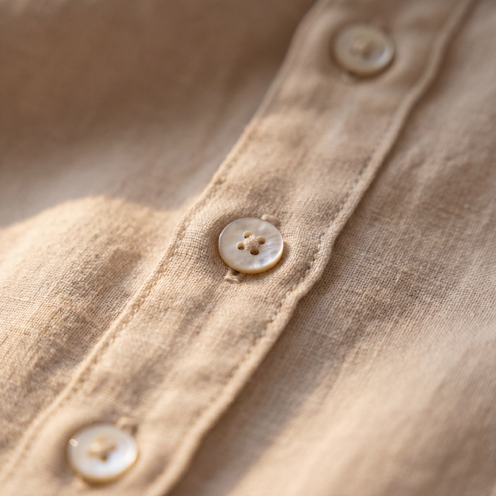 Mens Linen Shirt Long Sleeve Chest Pocket Five Color