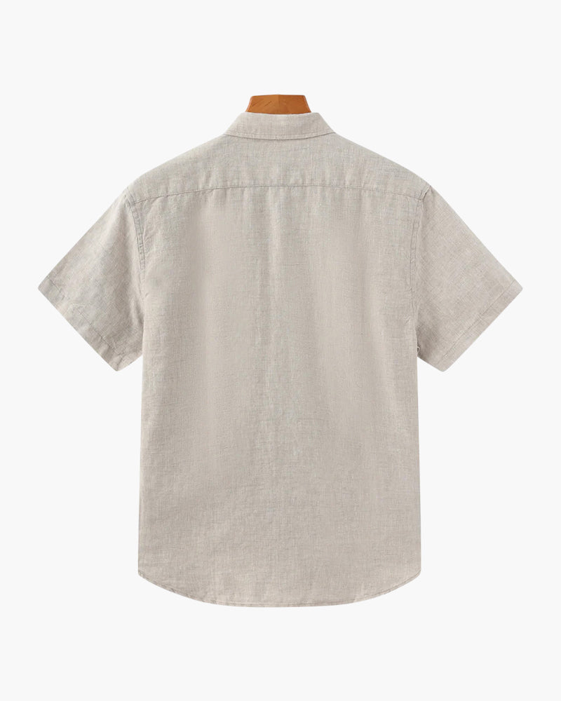 Mens Linen Shirt Short Sleeve Summer Five Color