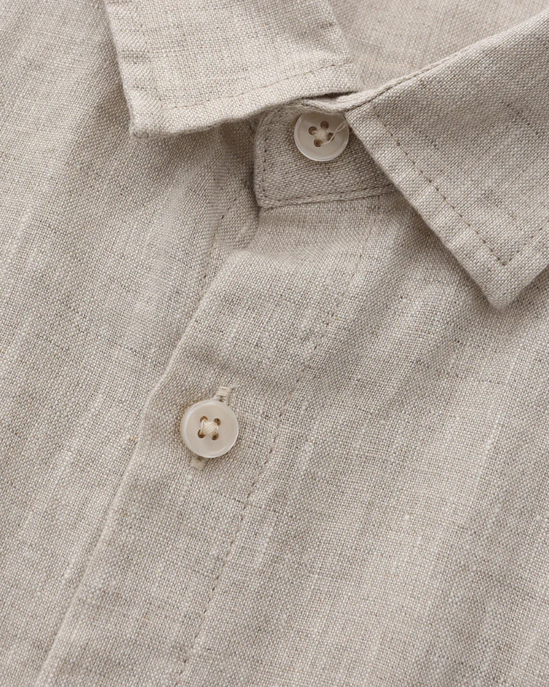 Mens Linen Shirt Short Sleeve Summer Five Color