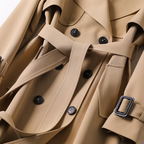 Women's Long Coat Double Breasted Trench Belted Elegant