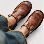 Leather Mary Jane Shoes Buckle Cushioned Sole