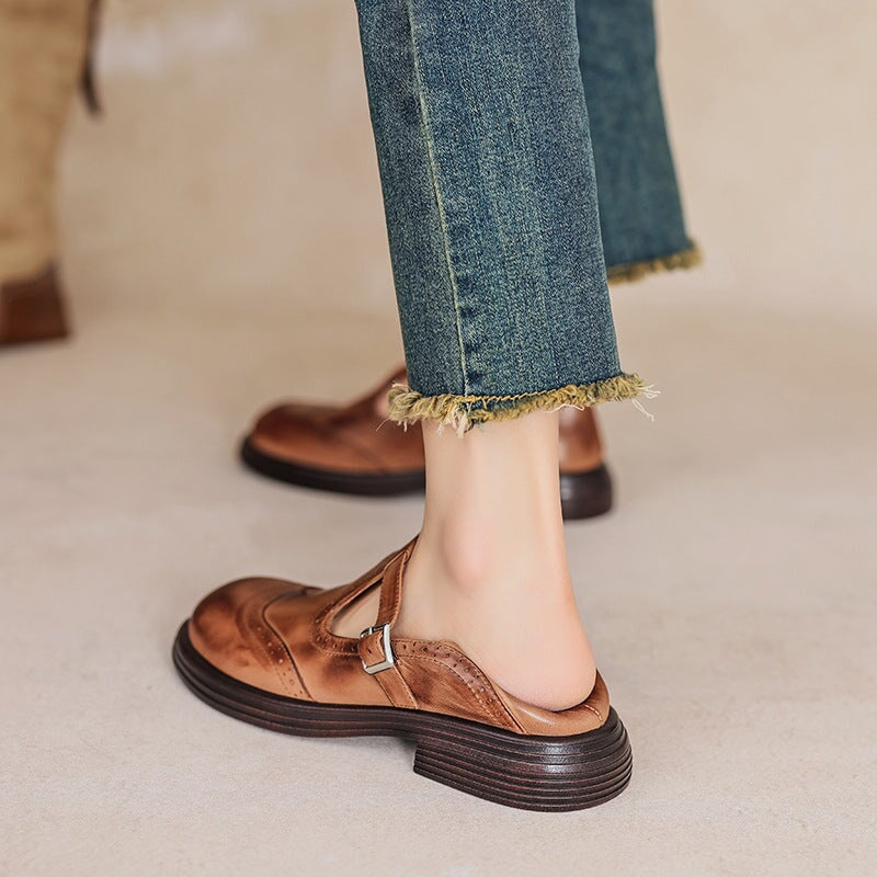 Mary Jane Sandals Vegan Leather Strap