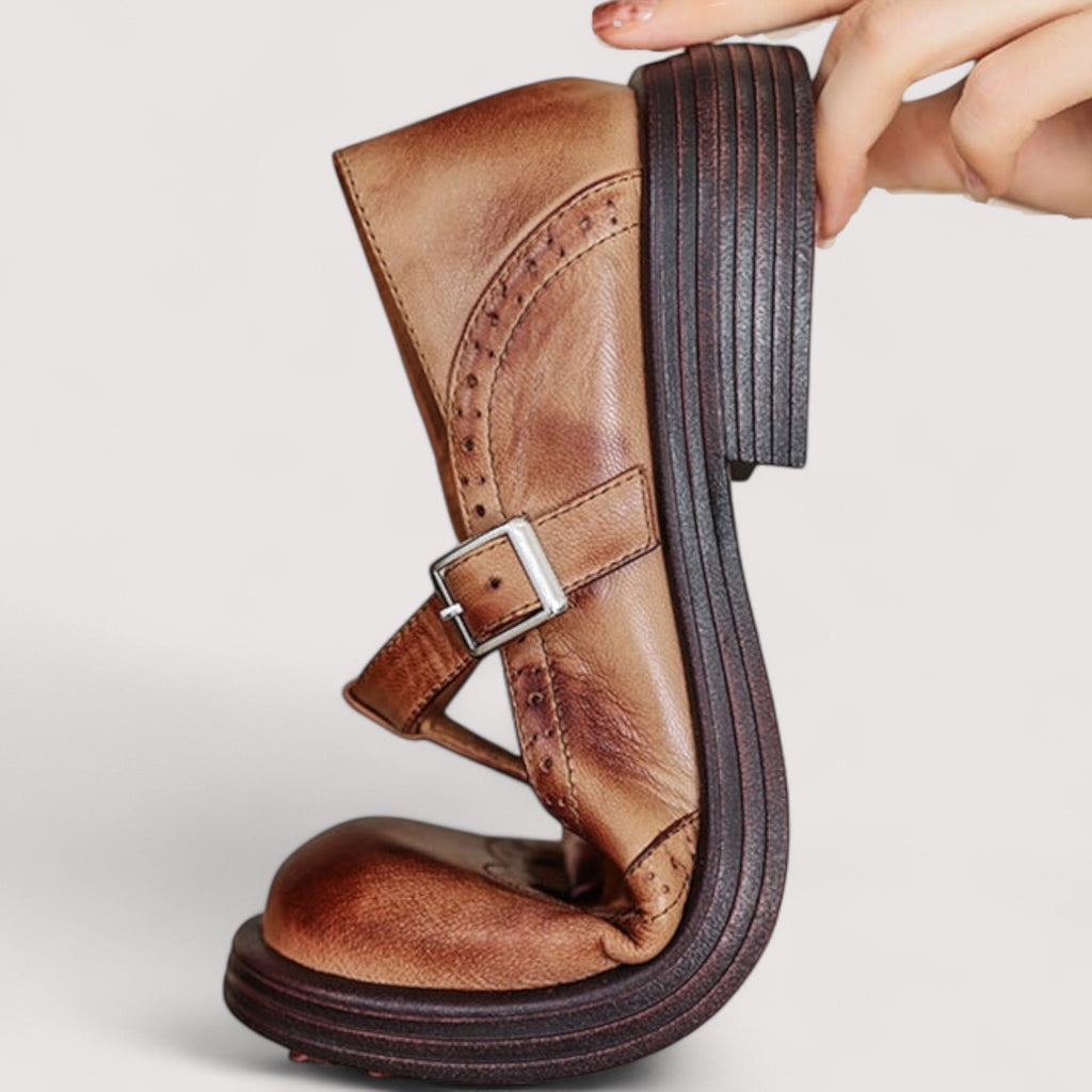 Leather Mary Jane Shoes Buckle Cushioned Sole