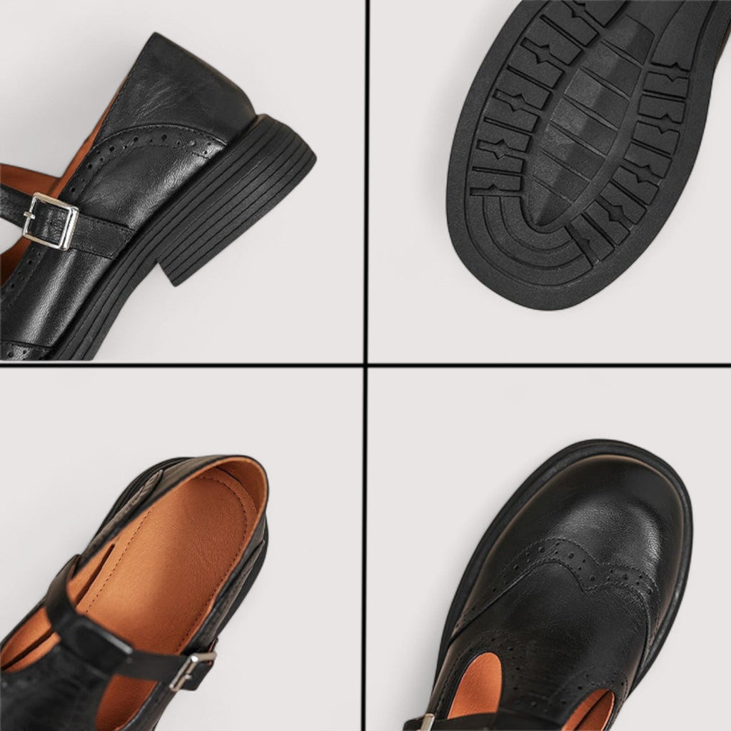 Leather Mary Jane Shoes Buckle Cushioned Sole