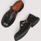 Leather Mary Jane Shoes Buckle Cushioned Sole