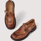 Leather Mary Jane Shoes Buckle Cushioned Sole