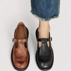Leather Mary Jane Shoes Buckle Cushioned Sole