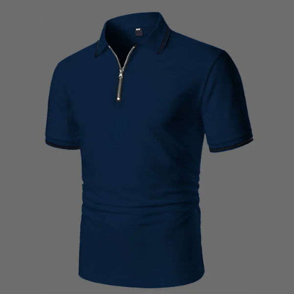 Mens Short Sleeve Polo Zip Closure