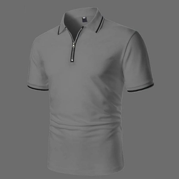 Mens Short Sleeve Polo Zip Closure
