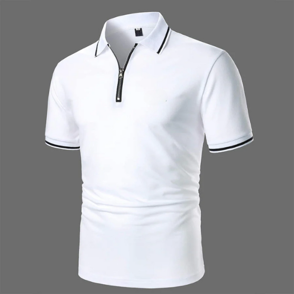 Mens Short Sleeve Polo Zip Closure