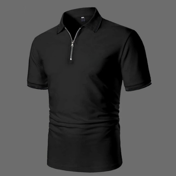 Mens Short Sleeve Polo Zip Closure