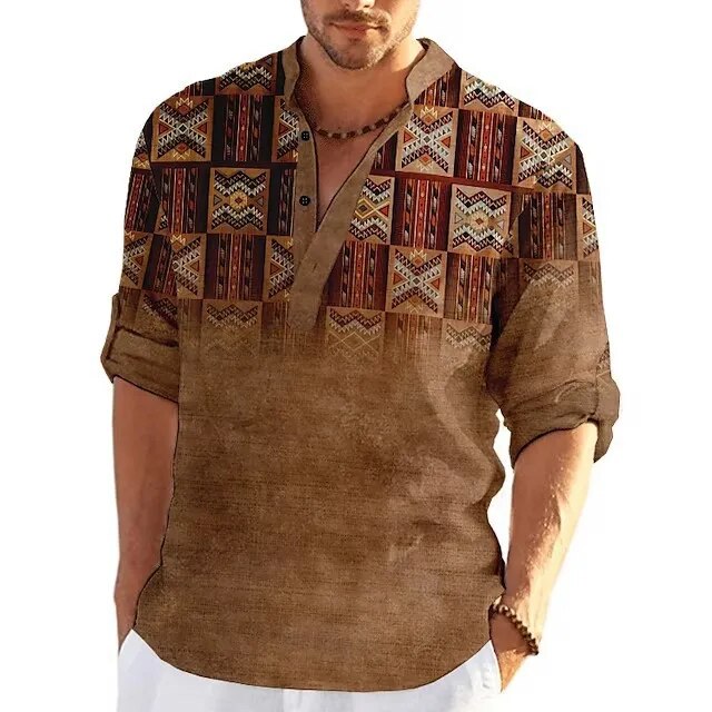 Mens 3D Print Polo Shirt