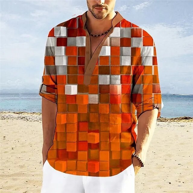Mens 3D Print Polo Shirt
