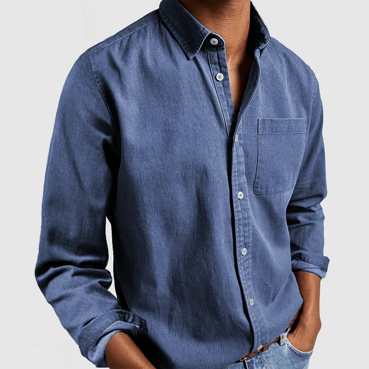 Mens Linen Shirt Long Sleeve Regular Fit Five Color