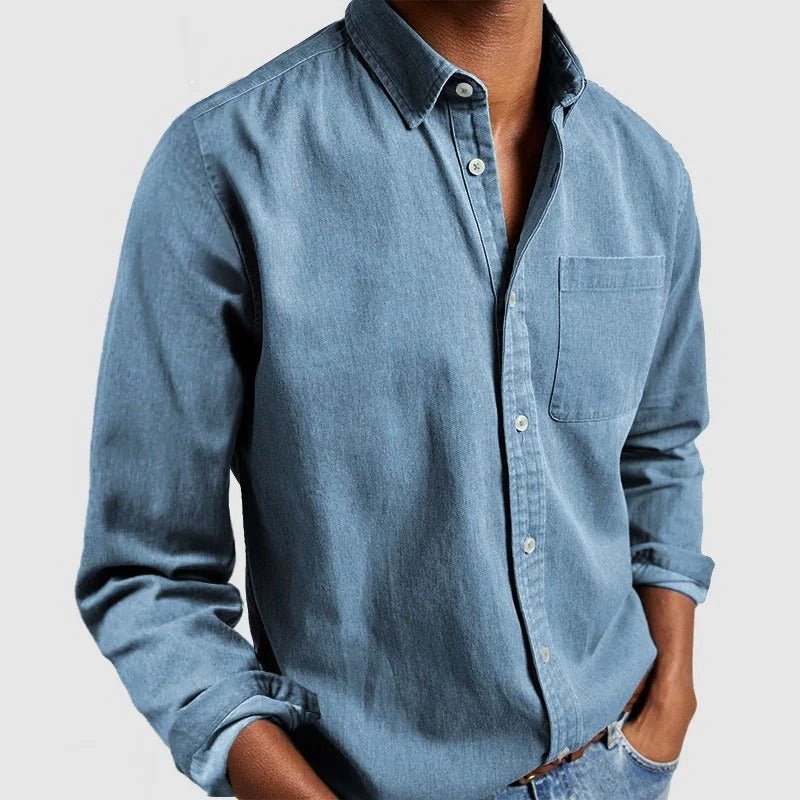 Mens Linen Shirt Long Sleeve Regular Fit Five Color