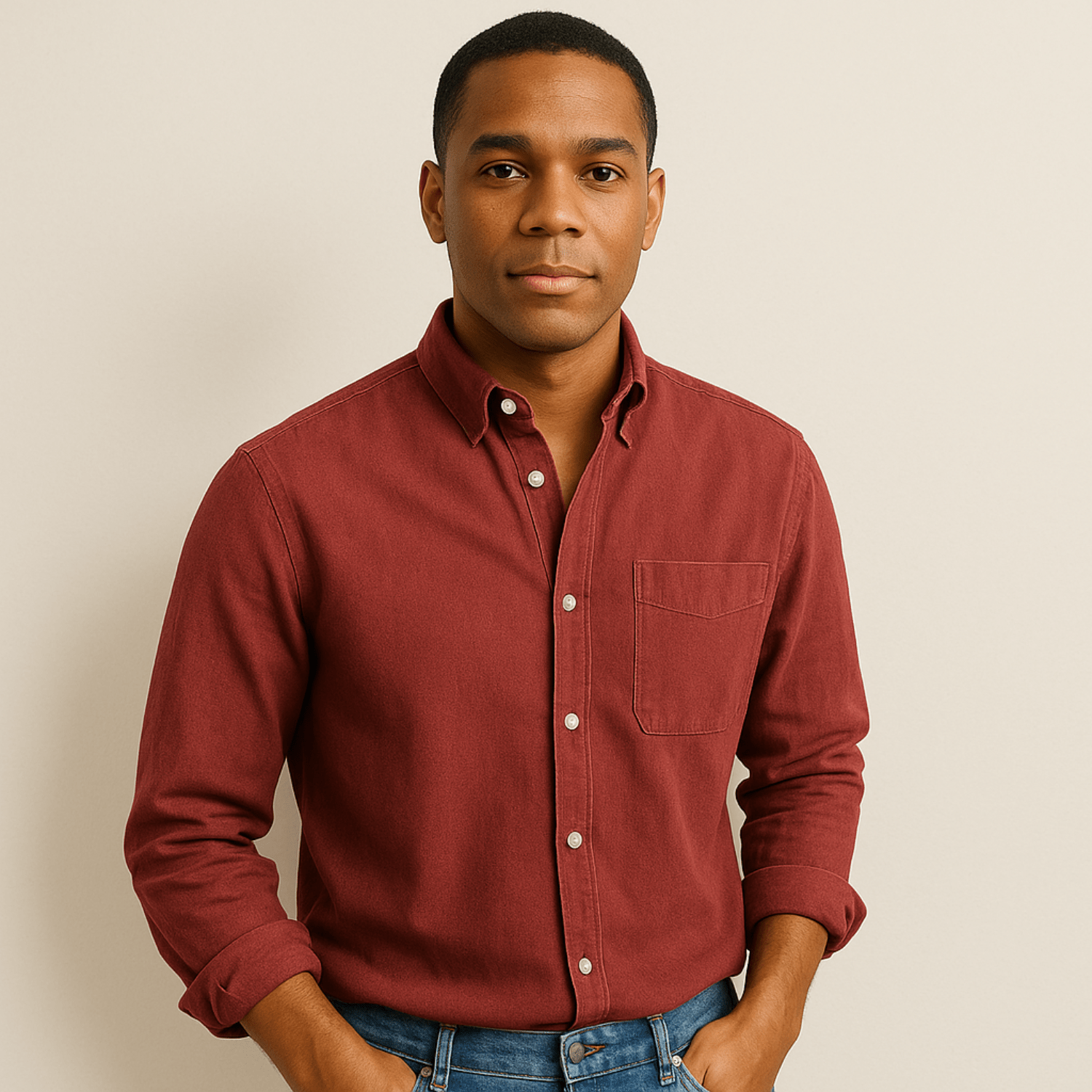 Mens Linen Shirt Long Sleeve Regular Fit Five Color