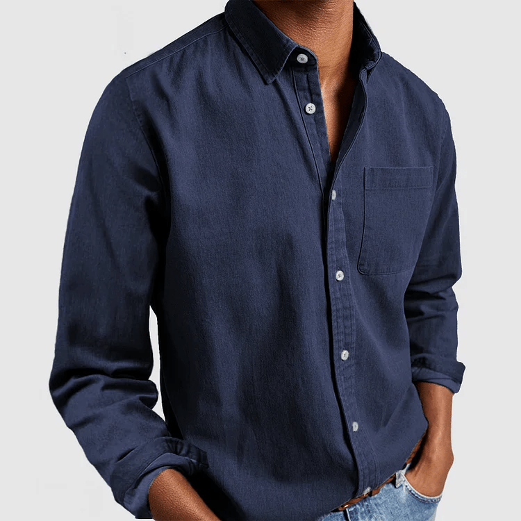Mens Linen Shirt Long Sleeve Regular Fit Five Color