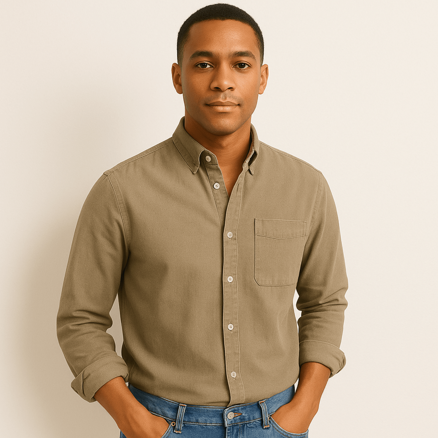 Mens Linen Shirt Long Sleeve Regular Fit Five Color