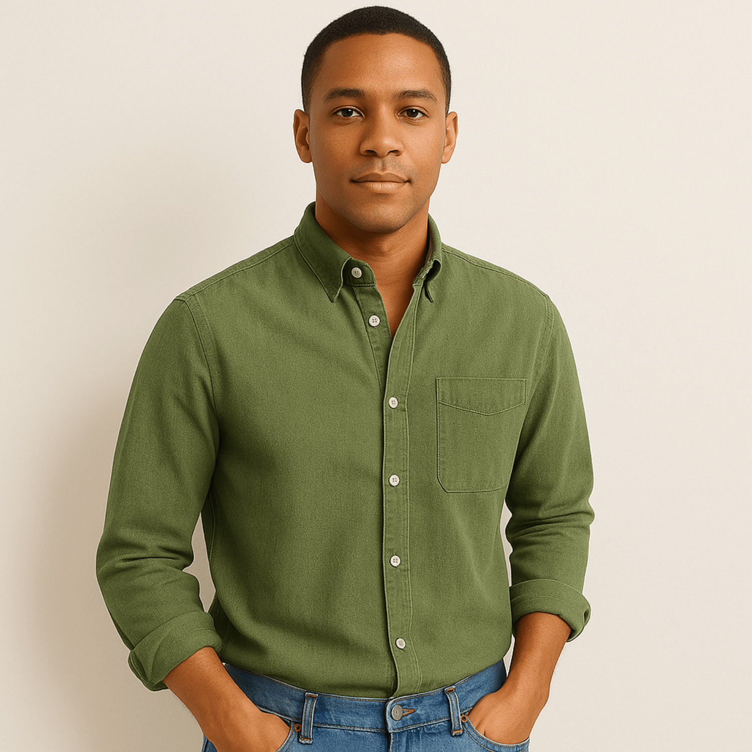 Mens Linen Shirt Long Sleeve Regular Fit Five Color