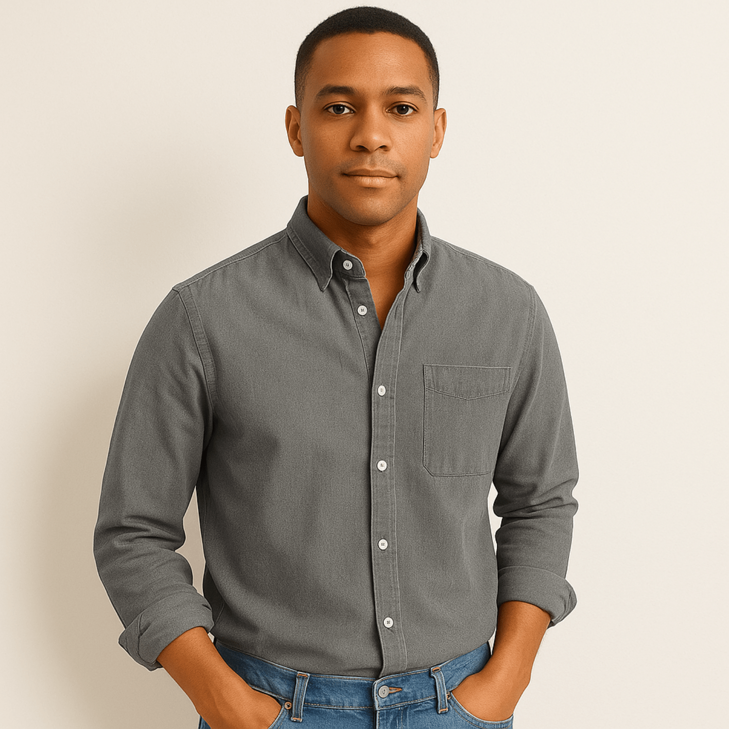 Mens Linen Shirt Long Sleeve Regular Fit Five Color