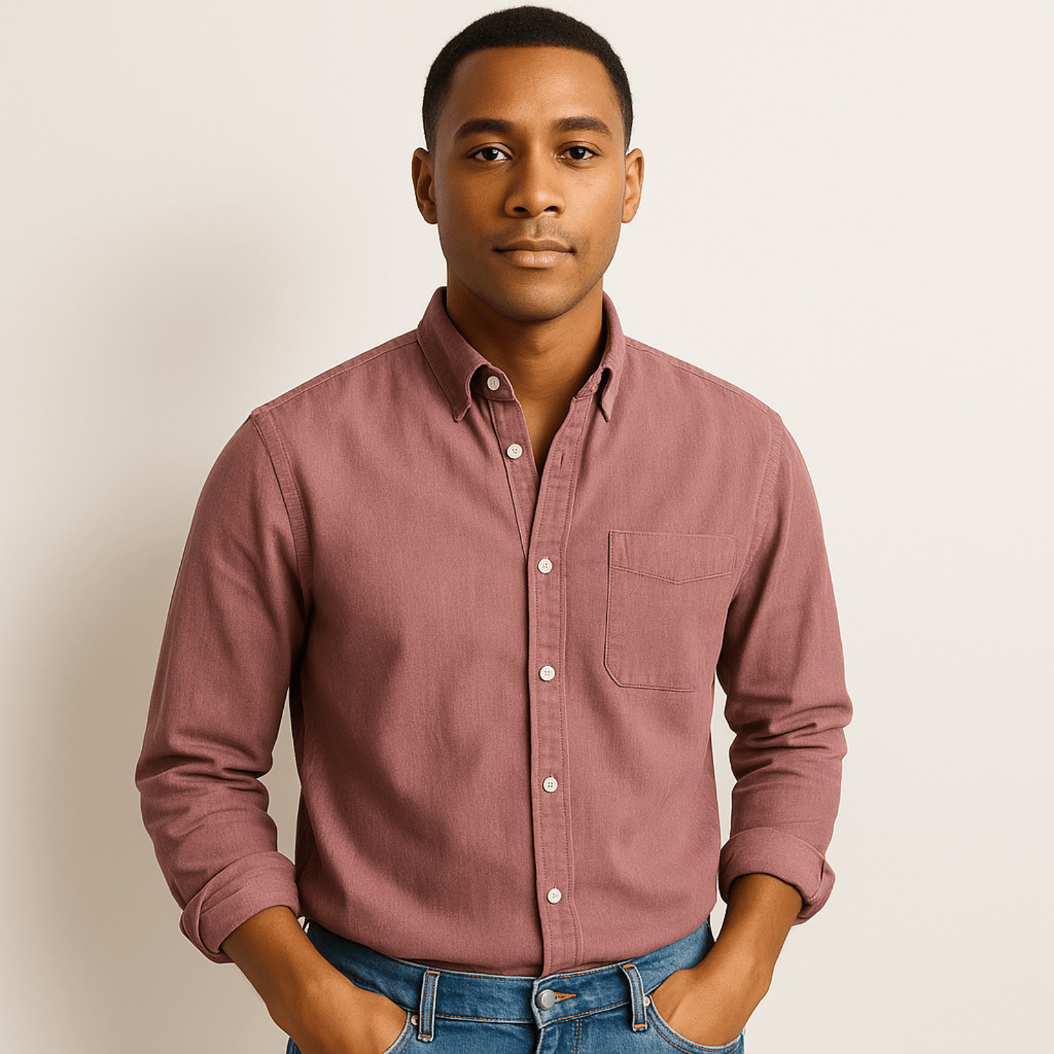 Mens Linen Shirt Long Sleeve Regular Fit Five Color