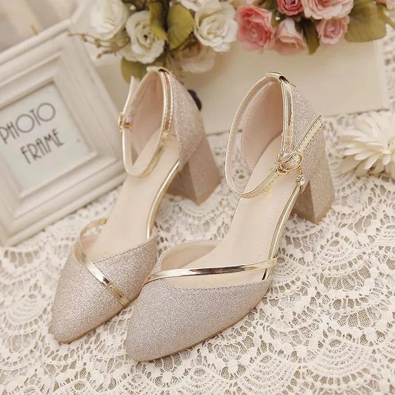 Orthopedic Block Heel Shoes Ankle Strap