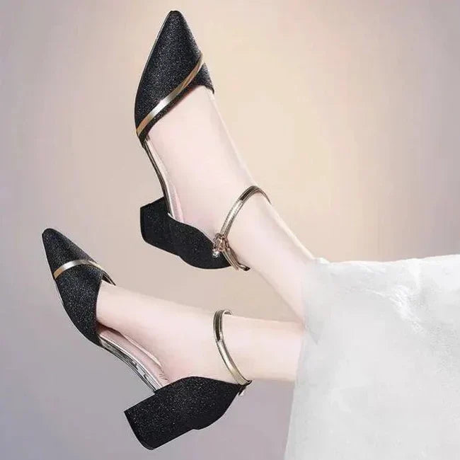 Orthopedic Block Heel Shoes Ankle Strap