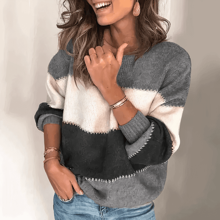 Women's Striped Sweater Loose Fit Knit Casual Relaxed