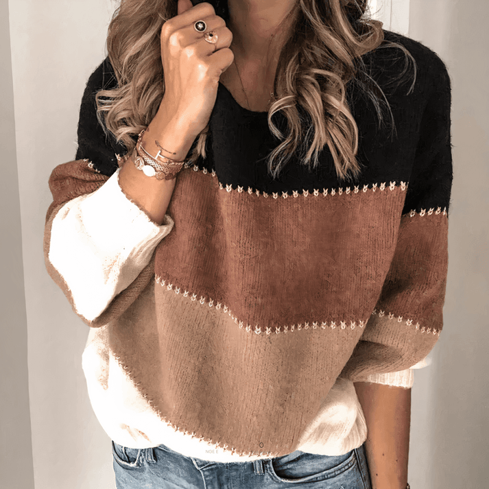 Women's Striped Sweater Loose Fit Pullover Knit Casual