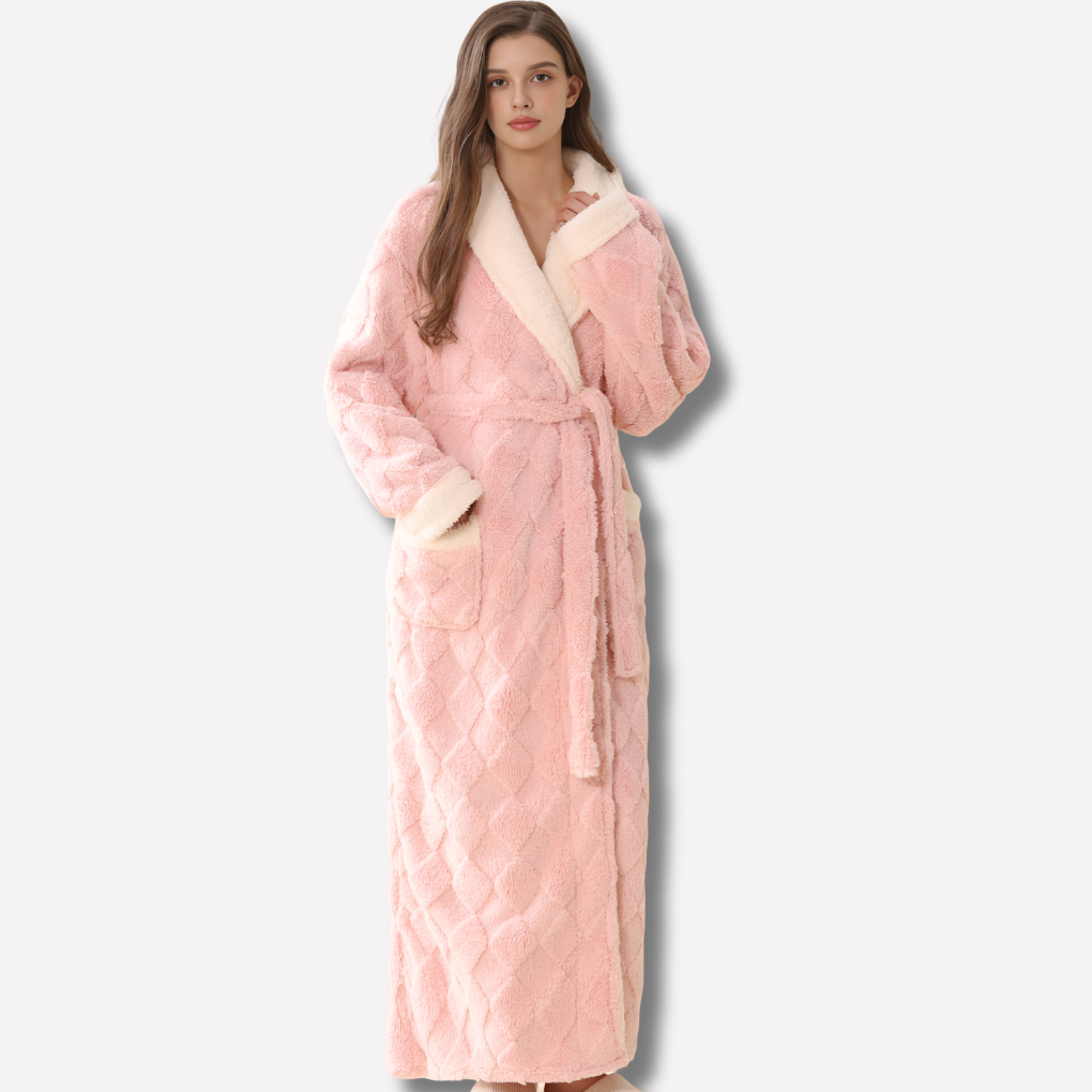 Hooded Robe Full Length Flannel Coral Fleece Winter Women's
