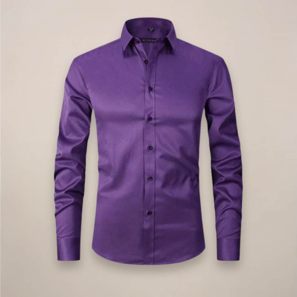 Mens Shirt Long Sleeve Structured Fit Wrinkle Free Five Color