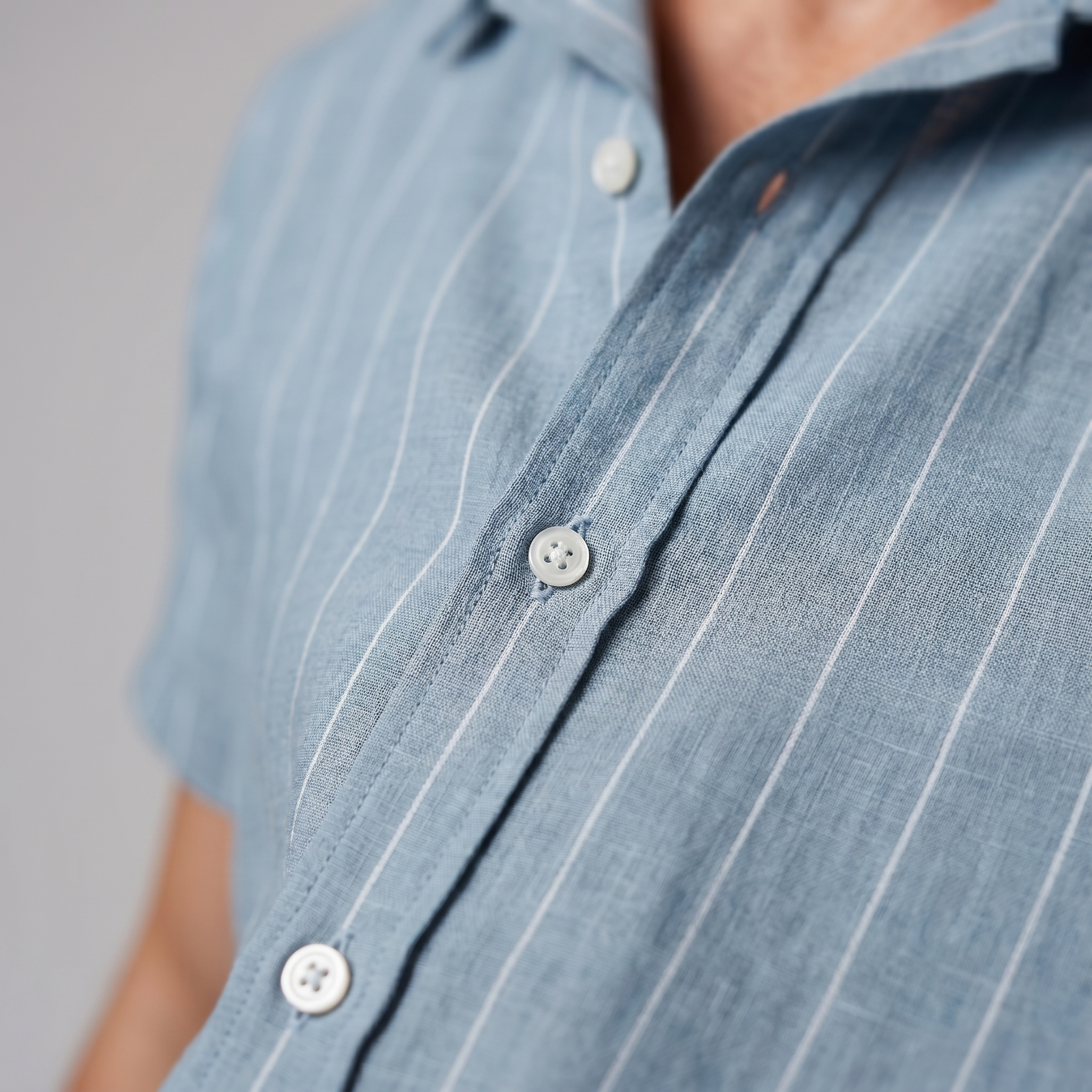 Mens Pinstripe Camp Shirt Short Sleeve Three Color