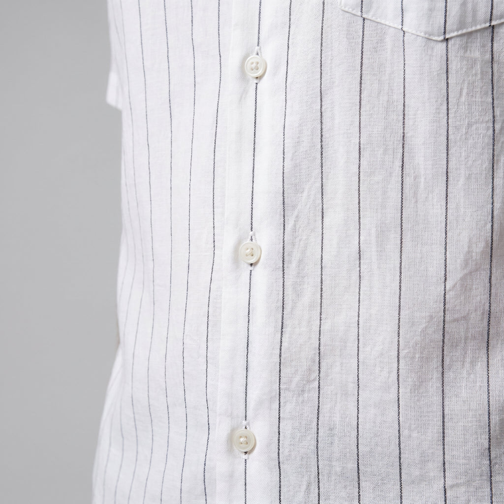 Mens Pinstripe Camp Shirt Short Sleeve Three Color