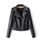 Women's Biker Jacket Zip Up Faux Leather Moto Casual