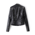 Women's Biker Jacket Zip Up Faux Leather Moto Casual