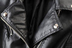 Women's Biker Jacket Zip Up Faux Leather Moto Casual