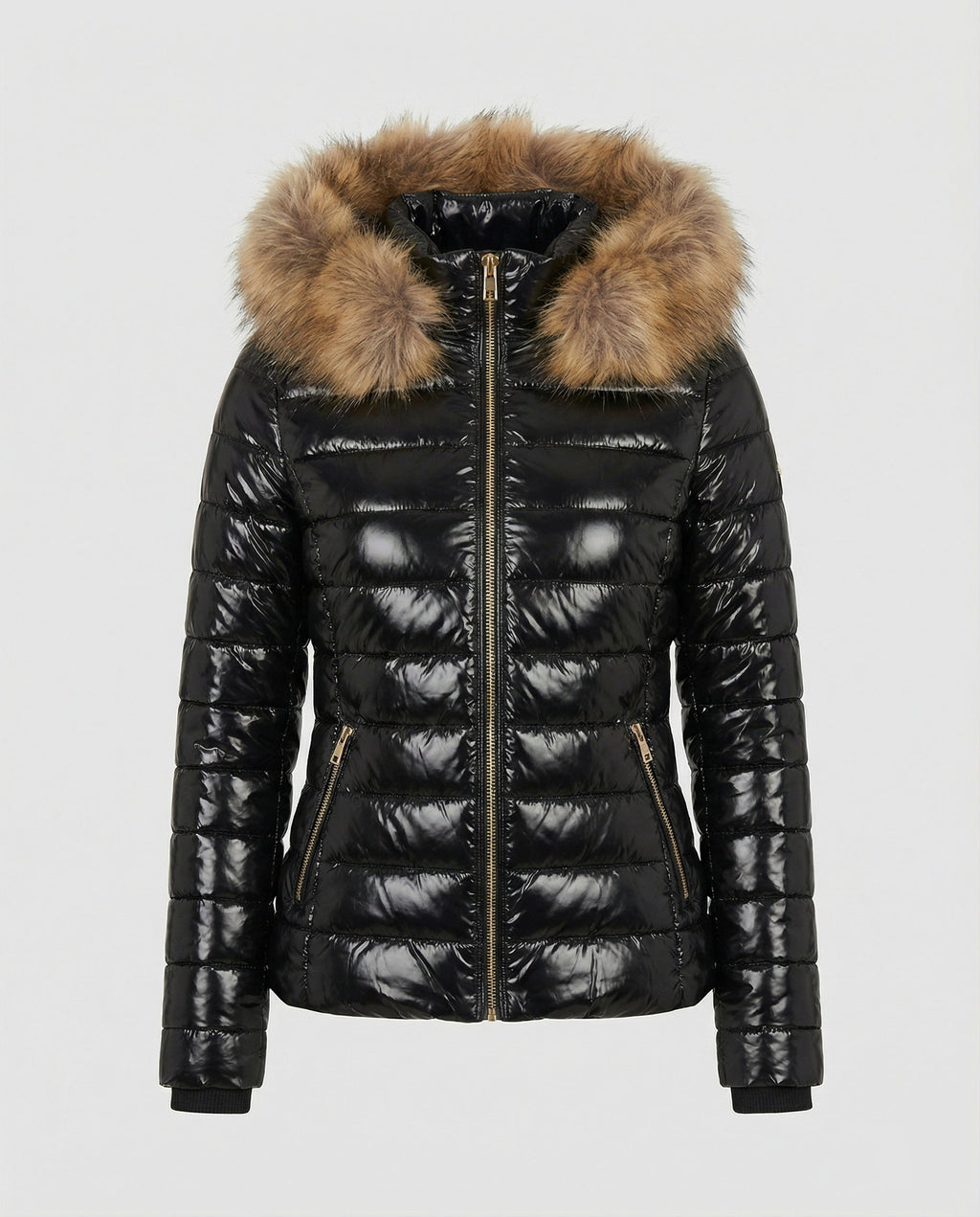 Women's Puffer Coat Fur Hood Padded Winter Warm Zip Up