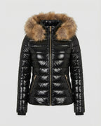 Women's Puffer Coat Fur Hood Padded Winter Warm Zip Up