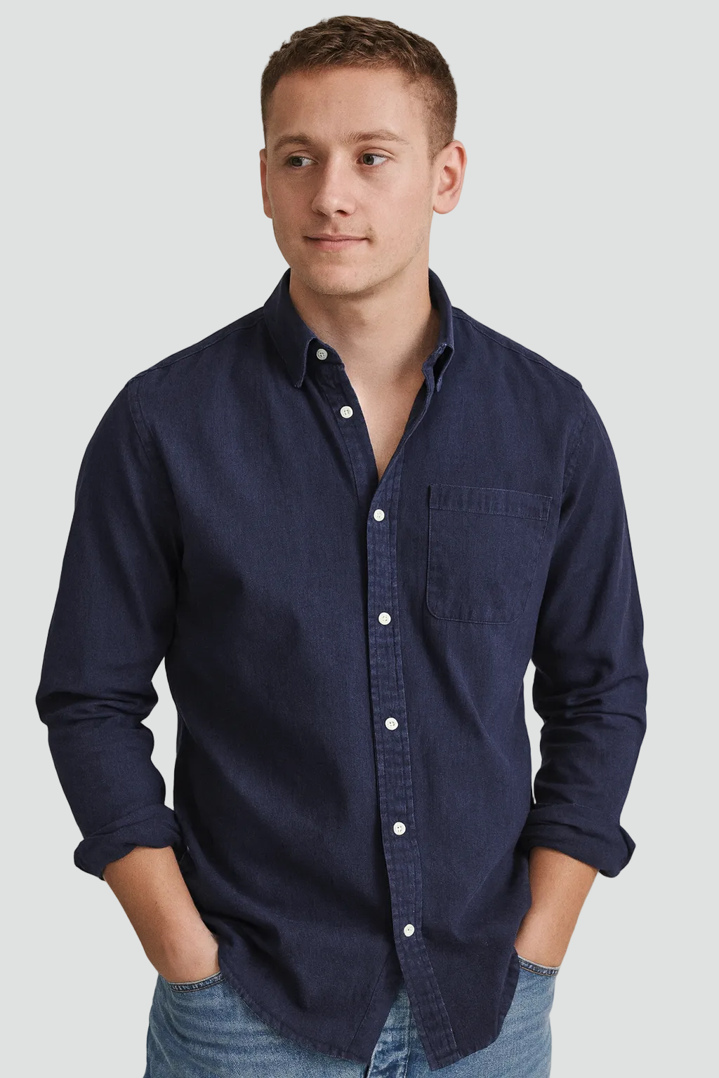 Mens Linen Shirt Long Sleeve Regular Fit Five Color
