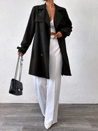 Women's Reversible Long Coat Bow Belt Trench Two Sided
