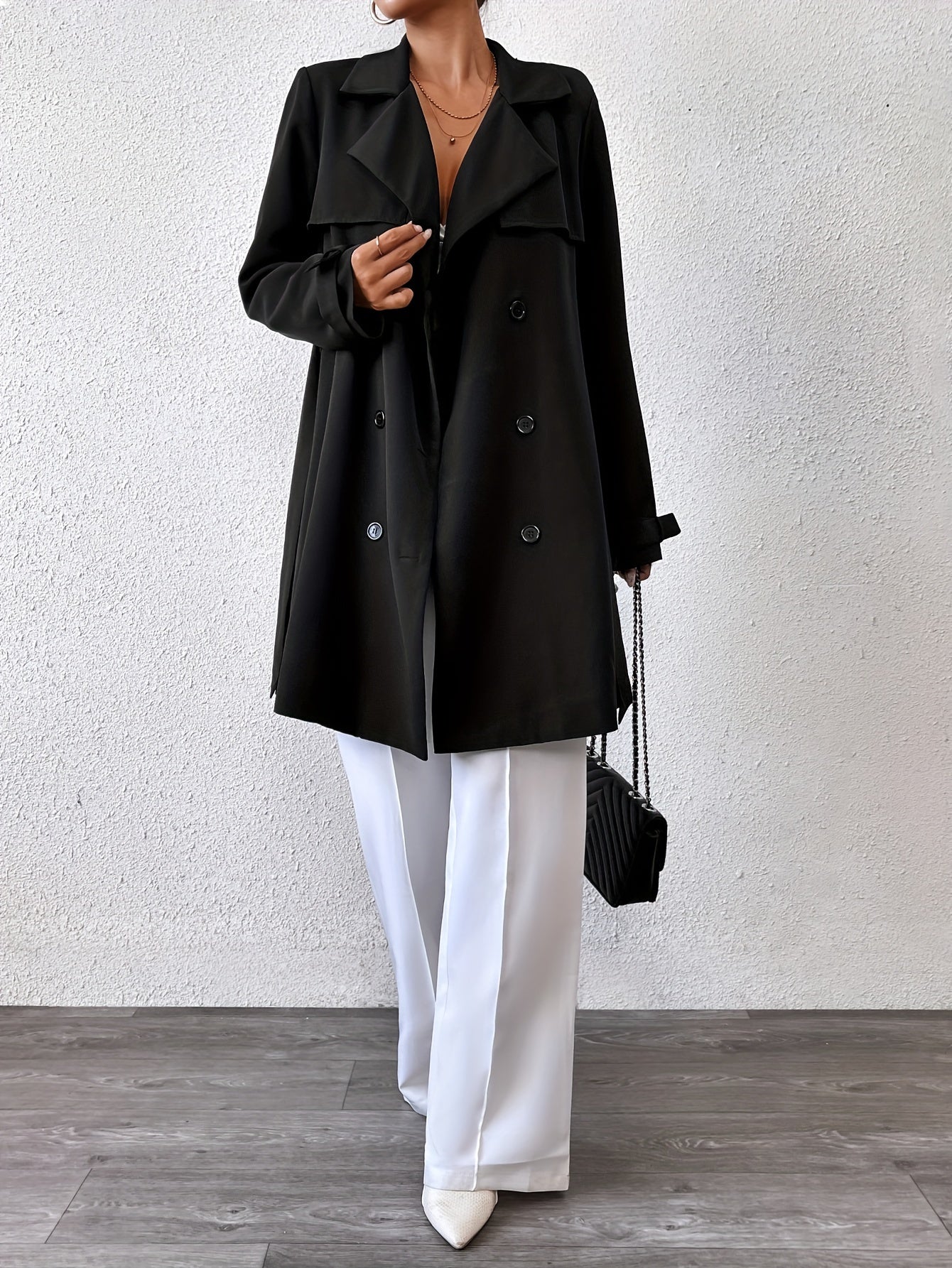Women's Reversible Long Coat Bow Belt Trench Two Sided