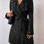 Women's Reversible Long Coat Bow Belt Trench Two Sided