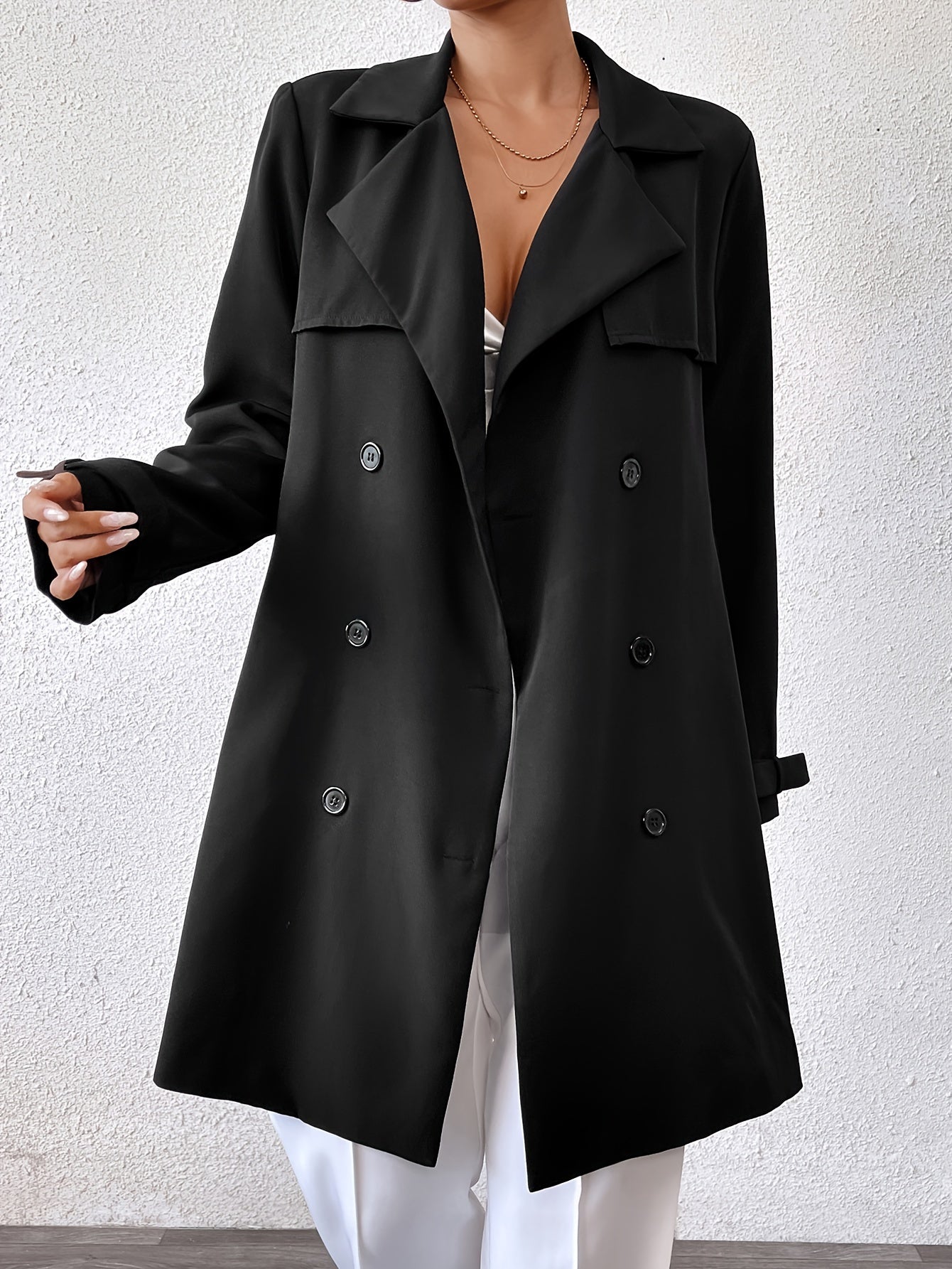 Women's Reversible Long Coat Bow Belt Trench Two Sided