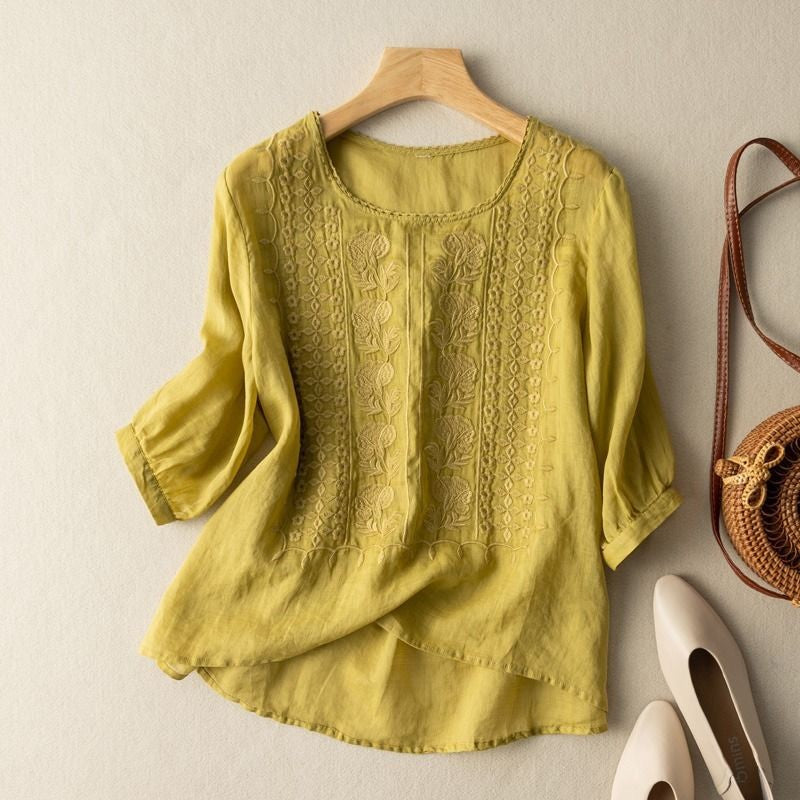 Embroidered Floral Blouse Relaxed