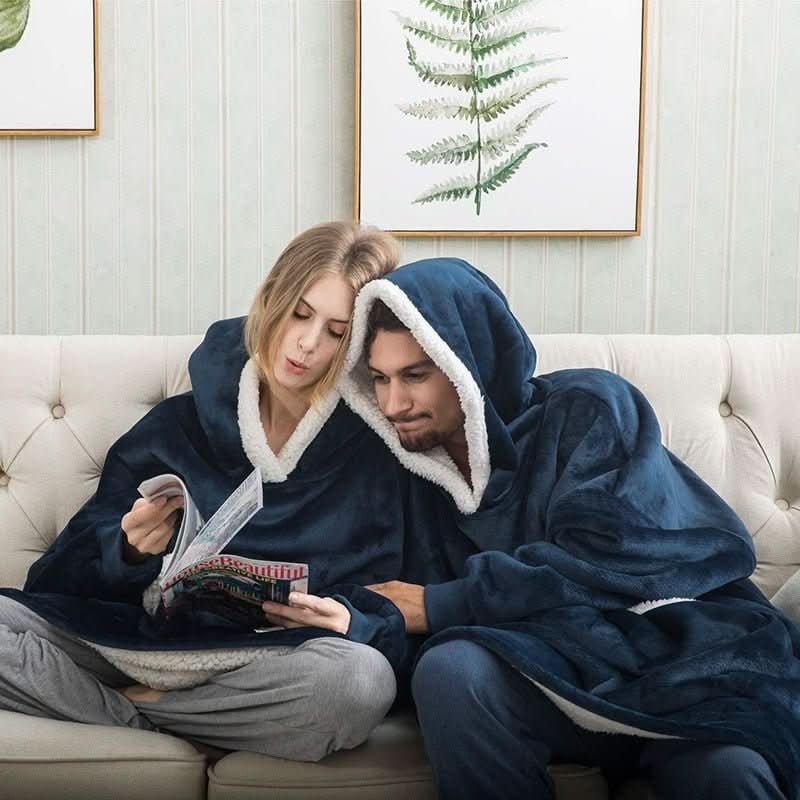 Wearable Hooded Blanket Fleece Oversized Front Pocket Unisex