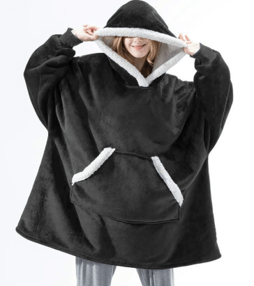 Wearable Hooded Blanket Fleece Oversized Front Pocket Unisex