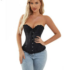 Womens Lace Corset Top Off Shoulder