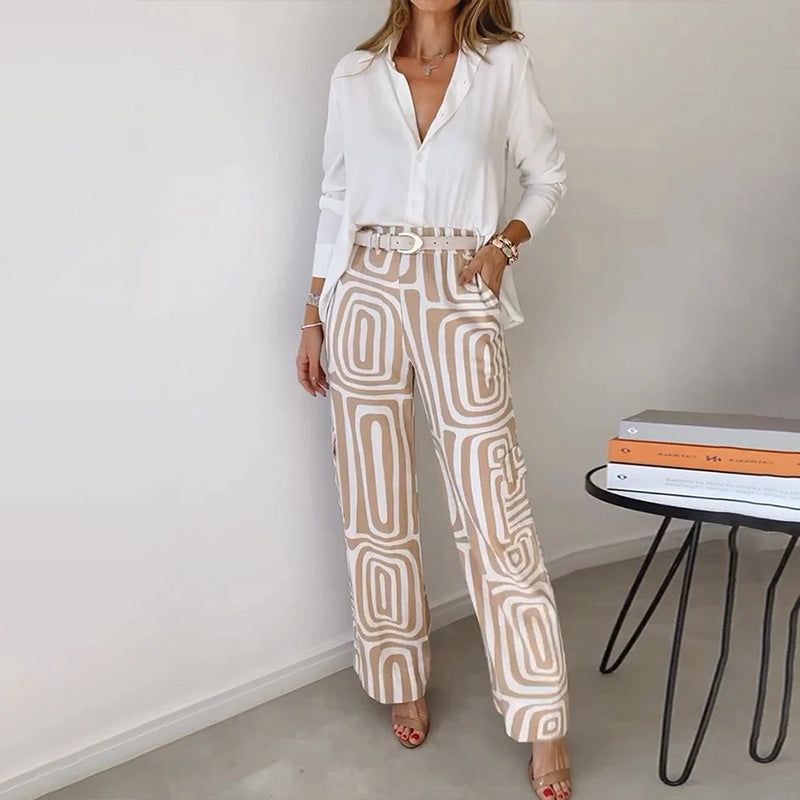Two-Piece Set Shirt Patterned Pants
