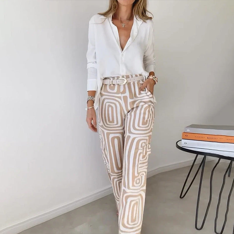 Two-Piece Set Shirt Patterned Pants