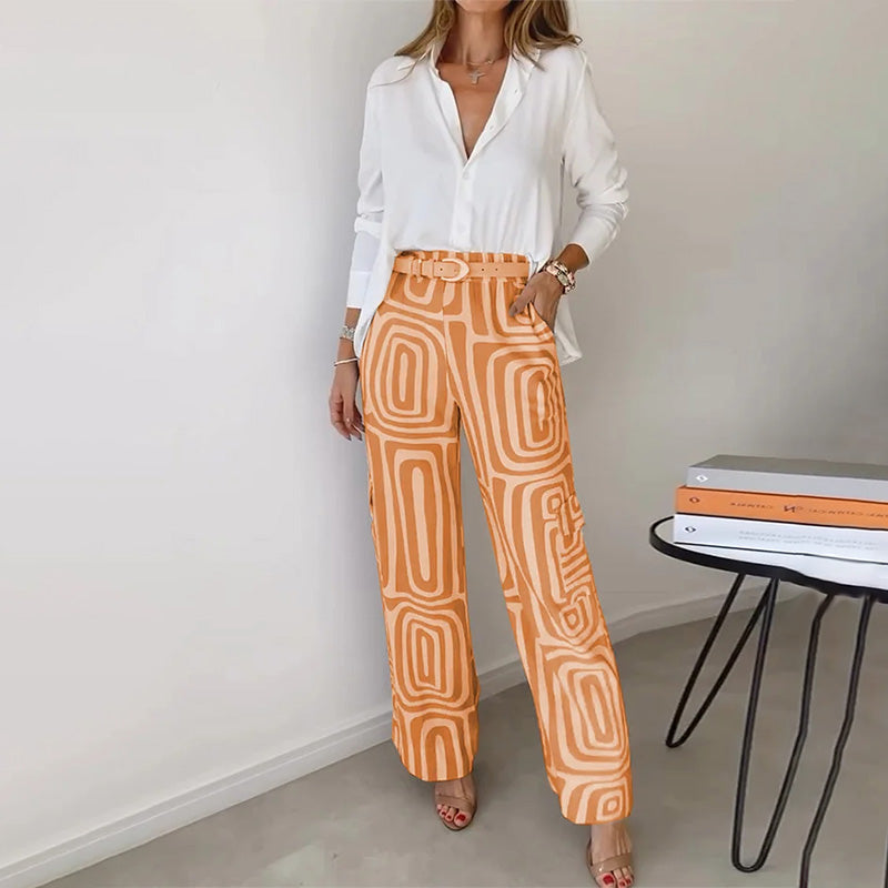Two-Piece Set Shirt Patterned Pants